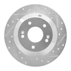 Kia Sorento Brake Rotor (1) - Rear Right - R1 Concepts - Drilled & Slotted - Silver - `15-`20